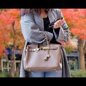 Teddy Blake Caty Gold 12” Italian Leather Designer Handbag